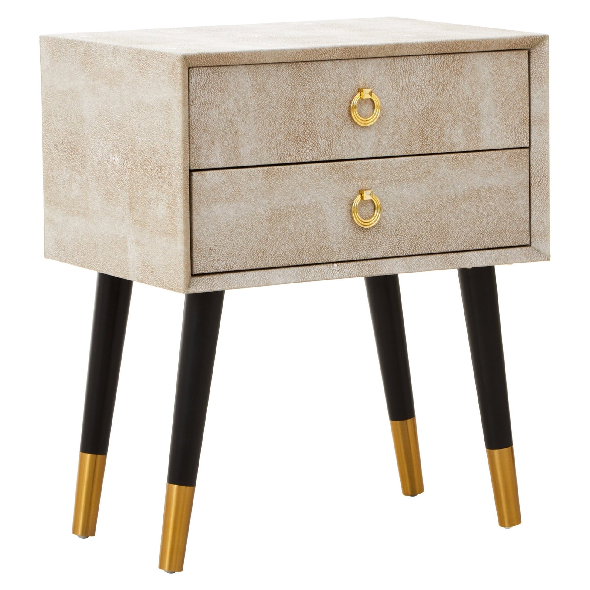 Cadio 2 Drawer Shagreen Effect Side Table | Luxury Home Accessories | Heulog Glow