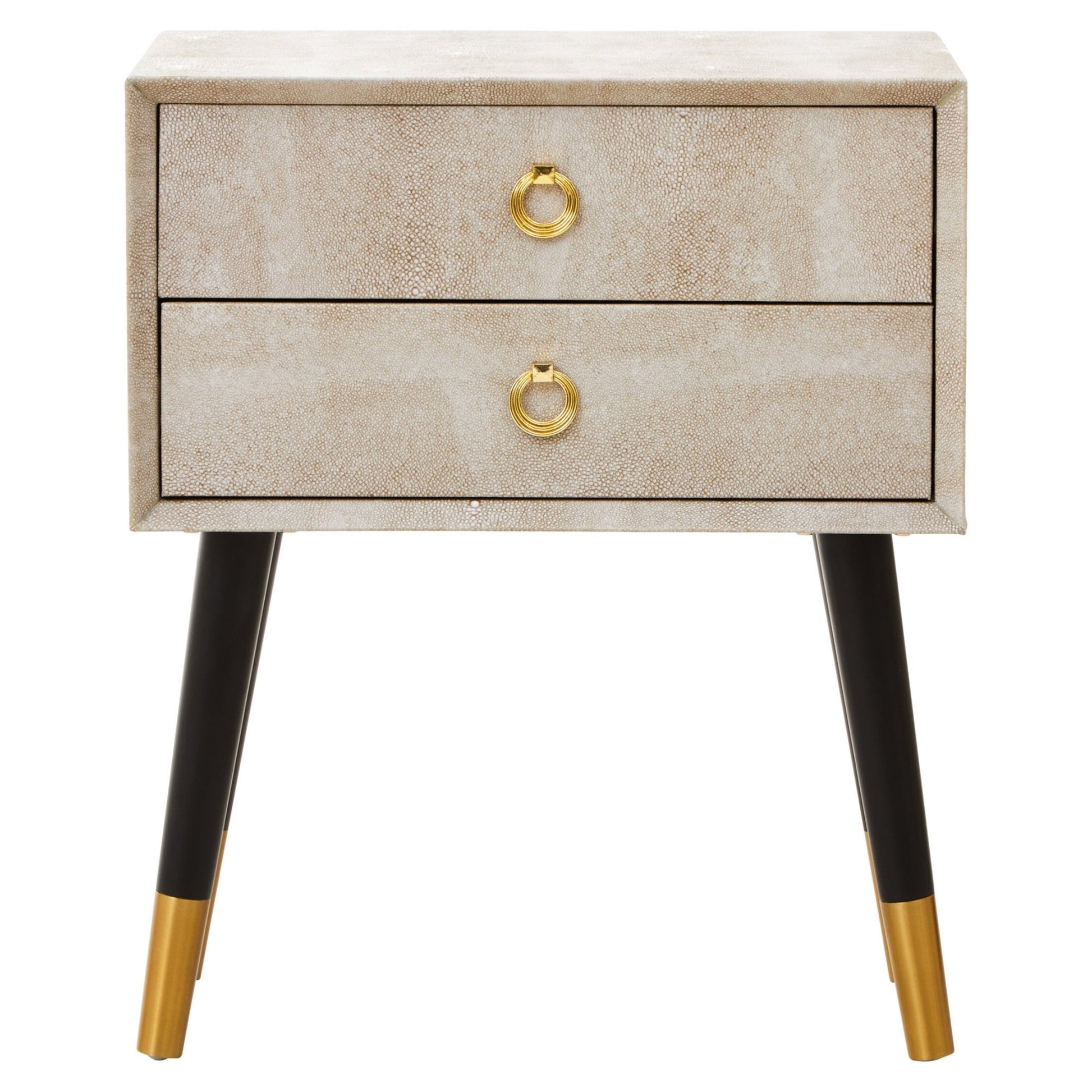 Cadio 2 Drawer Shagreen Effect Side Table | Luxury Home Accessories | Heulog Glow