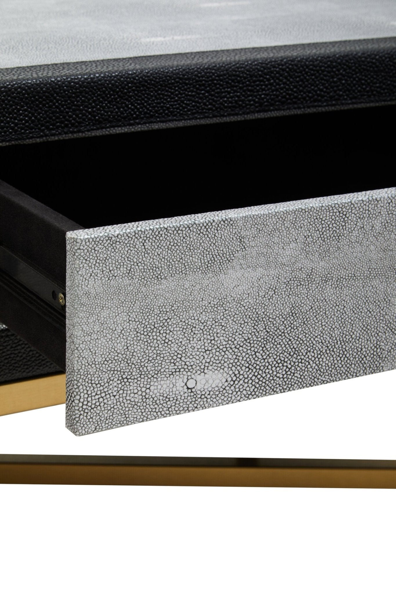 Cadiz Grey Shagreen Effect Coffee Table with 2 Drawers | Luxury Home Accessories | Heulog Glow