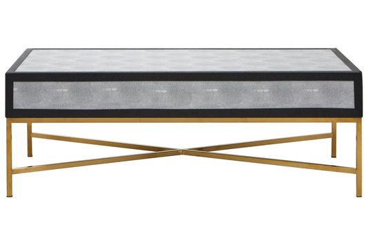 Cadiz Grey Shagreen Effect Coffee Table with 2 Drawers | Luxury Home Accessories | Heulog Glow