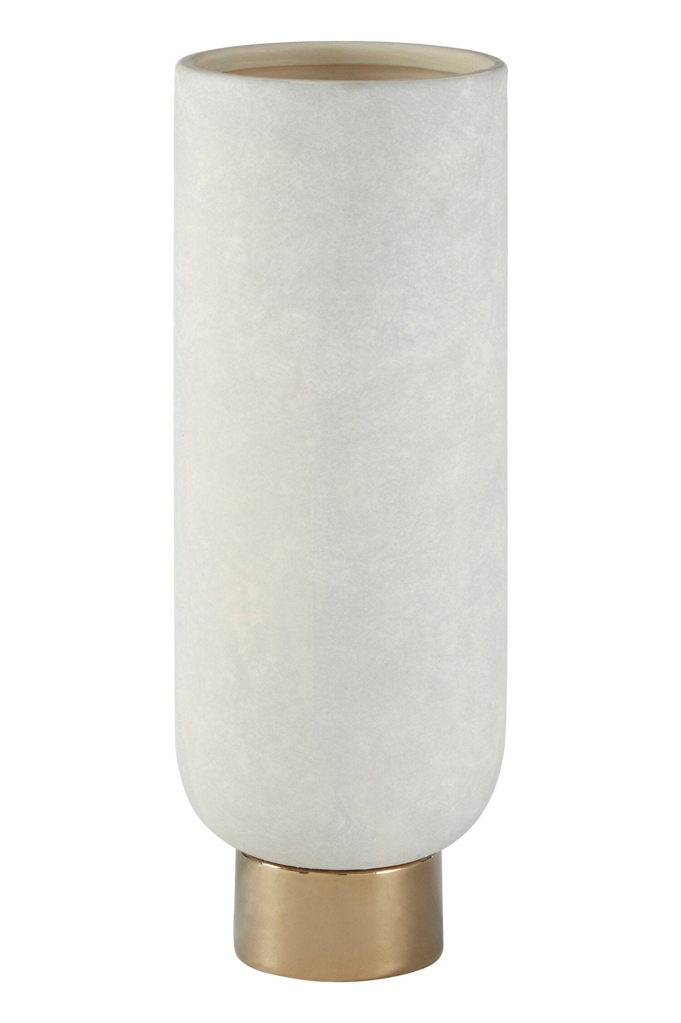 Callie White and Gold Small Pedestal Vase | Luxury Home Accessories | Heulog Glow