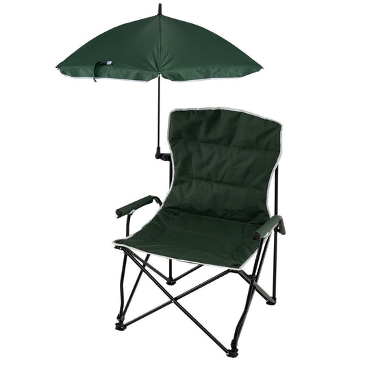 Camping Chair with Adjustable Umbrella and Portable Carrying Bag-Green