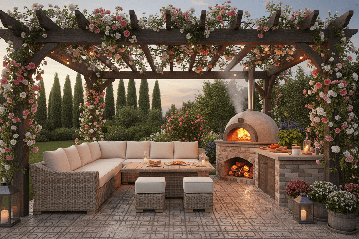 Capri Outdoor Large Corner Set With Riser Table + 2 Stools | Luxury Home Accessories | Heulog Glow
