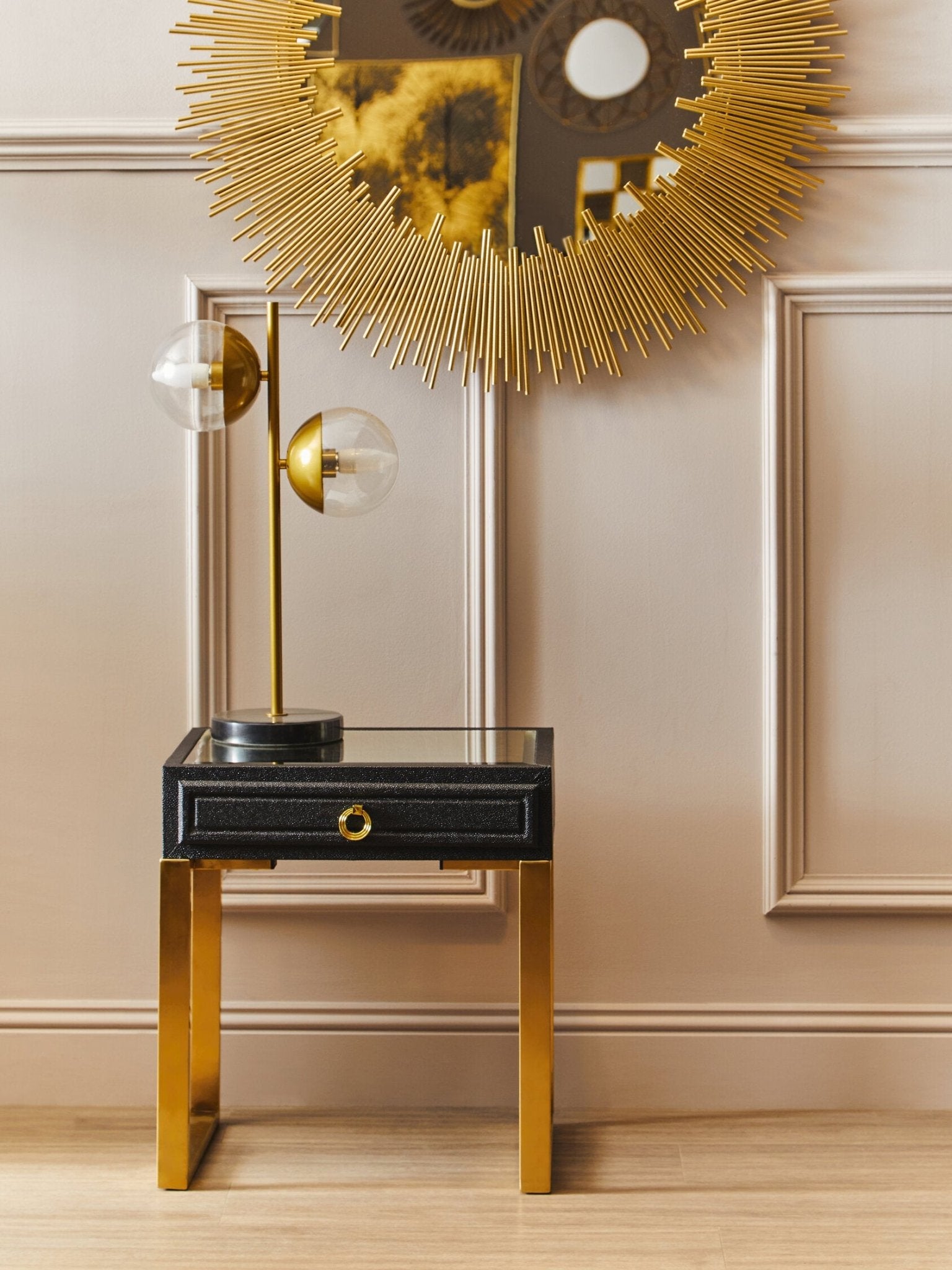 Cardoba 1 Drawer Black Shagreen Effect Side Table | Luxury Home Accessories | Heulog Glow