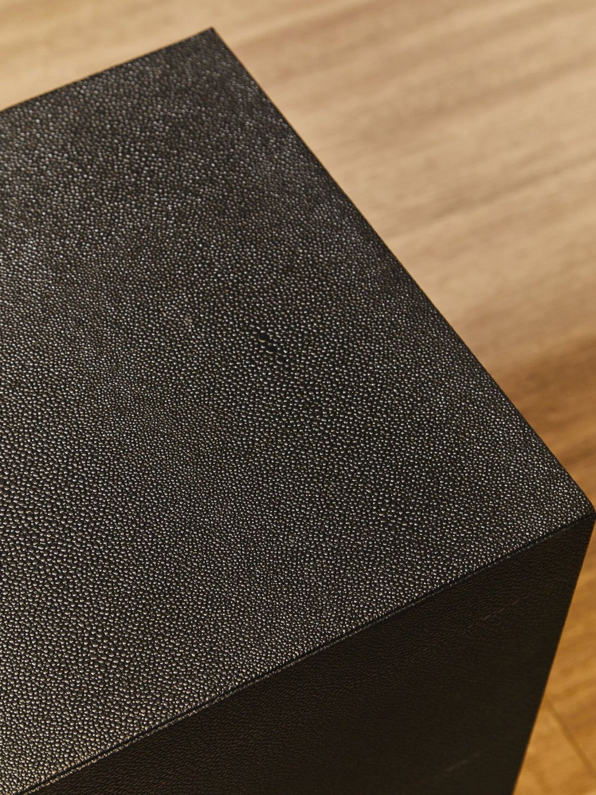 Cardoba Square Black Shagreen Effect Side Table and Stool | Luxury Home Accessories | Heulog Glow