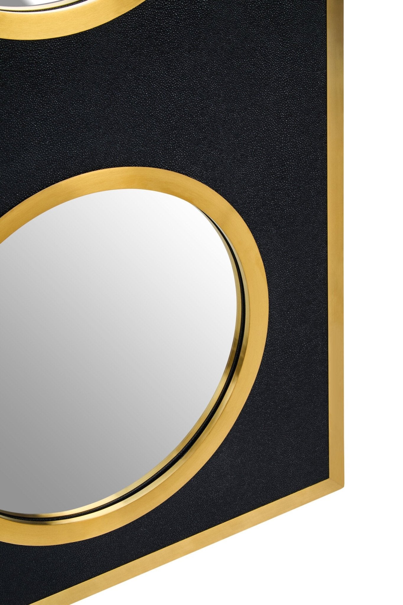 Cardona Black Shagreen Effect Wall Mirror with Gold Frame | Luxury Home Accessories | Heulog Glow