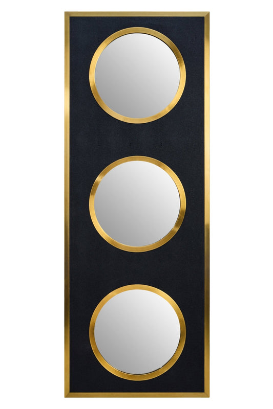Cardona Black Shagreen Effect Wall Mirror with Gold Frame | Luxury Home Accessories | Heulog Glow