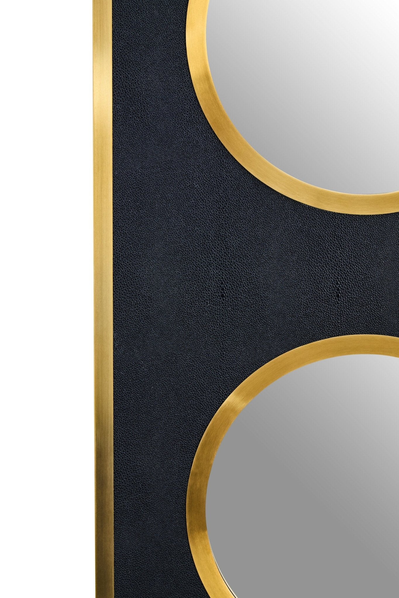 Cardona Black Shagreen Effect Wall Mirror with Gold Frame | Luxury Home Accessories | Heulog Glow