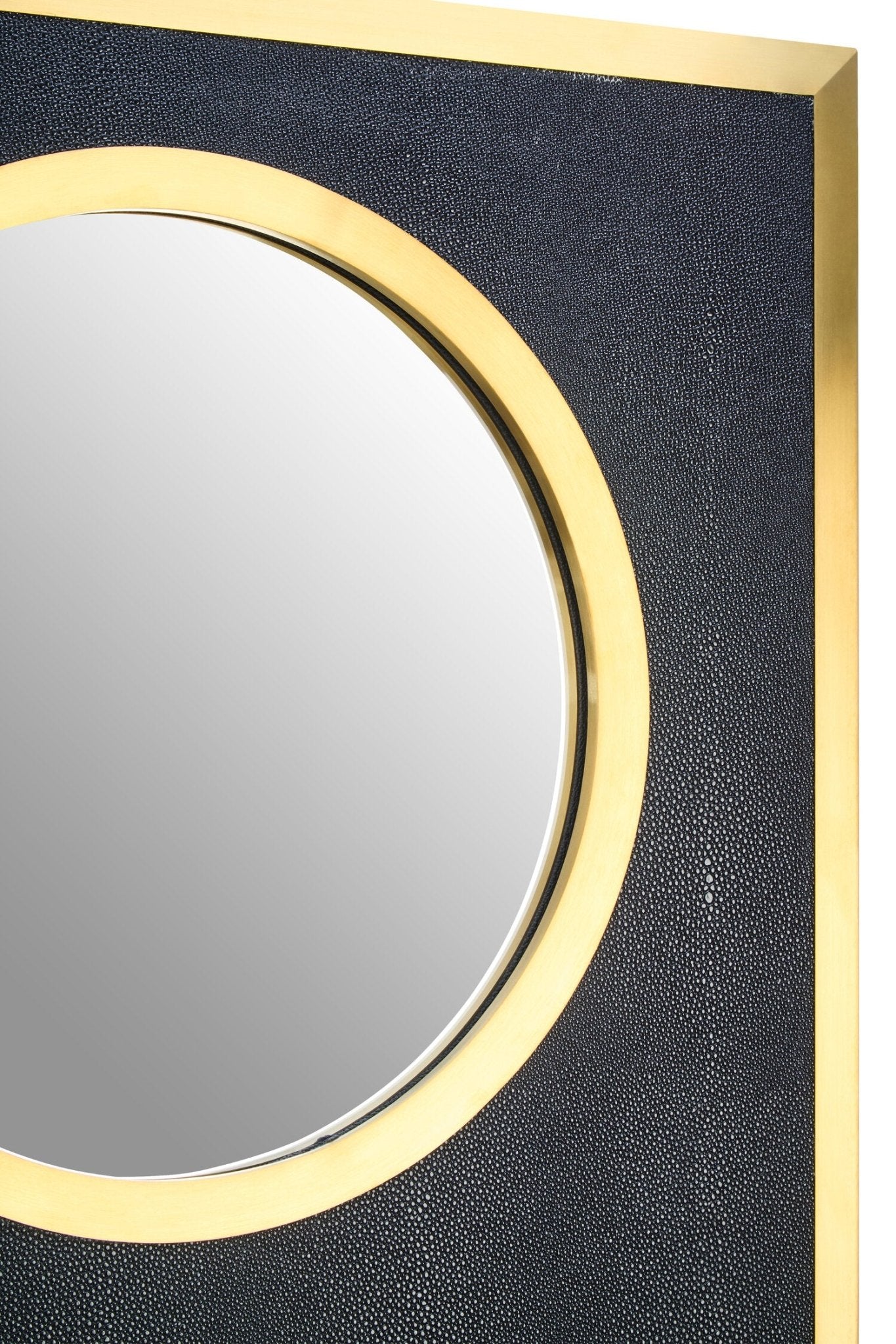 Cardona Black Shagreen Effect Wall Mirror with Gold Frame | Luxury Home Accessories | Heulog Glow