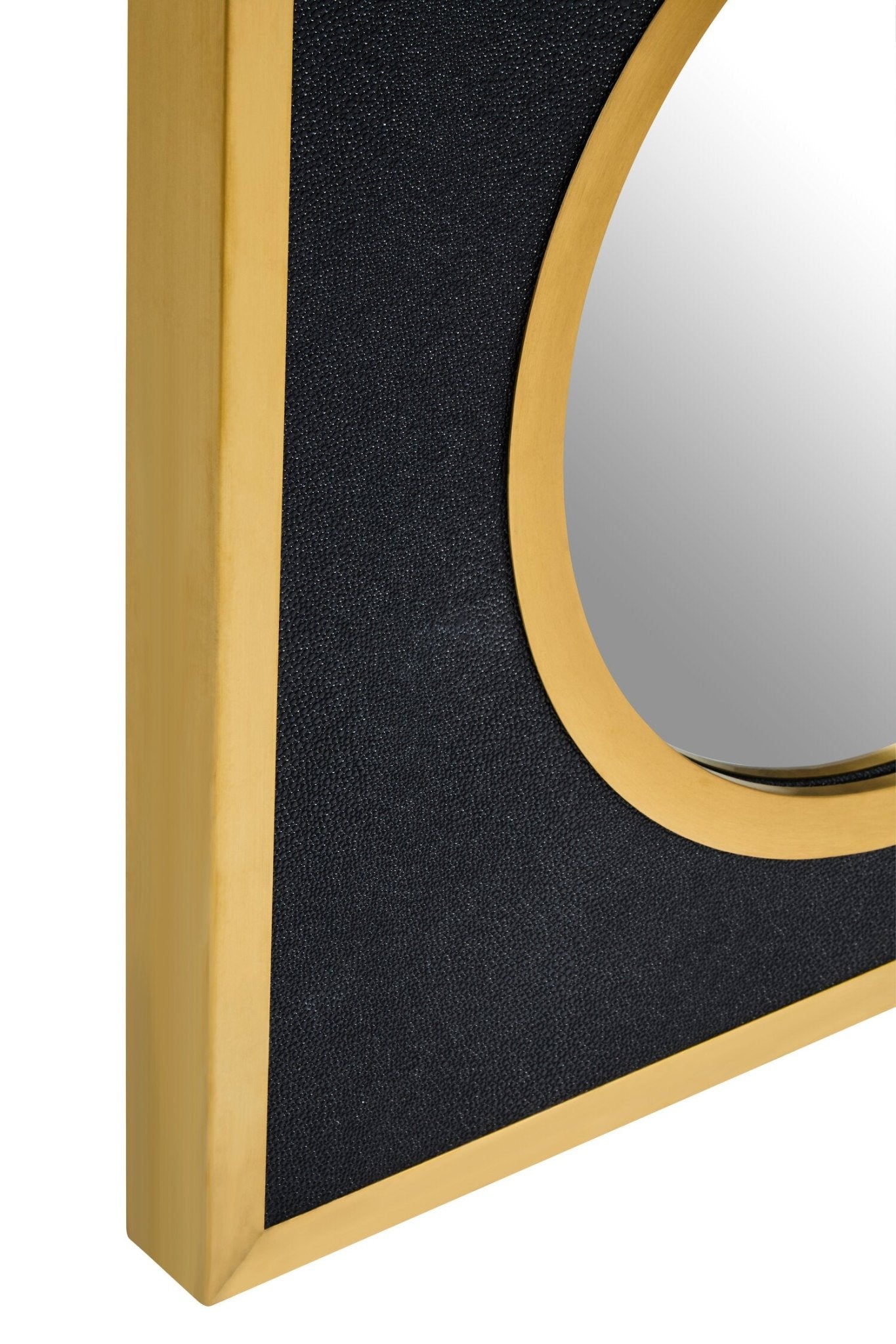 Cardona Black Shagreen Effect Wall Mirror with Gold Frame | Luxury Home Accessories | Heulog Glow