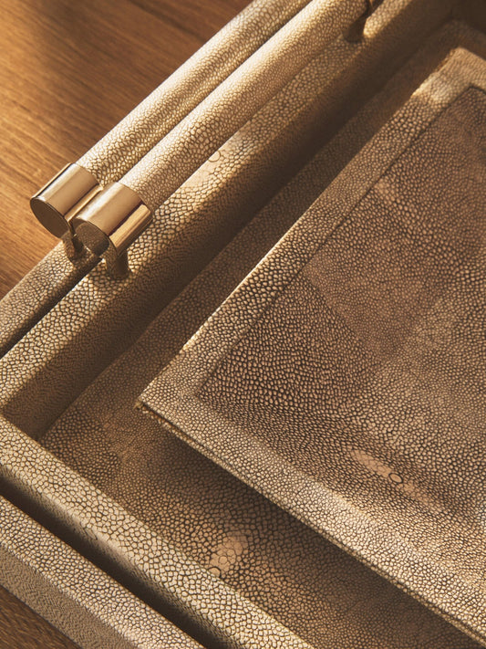 Cardona Grey Shagreen Effect Trinket Dish | Luxury Home Accessories | Heulog Glow