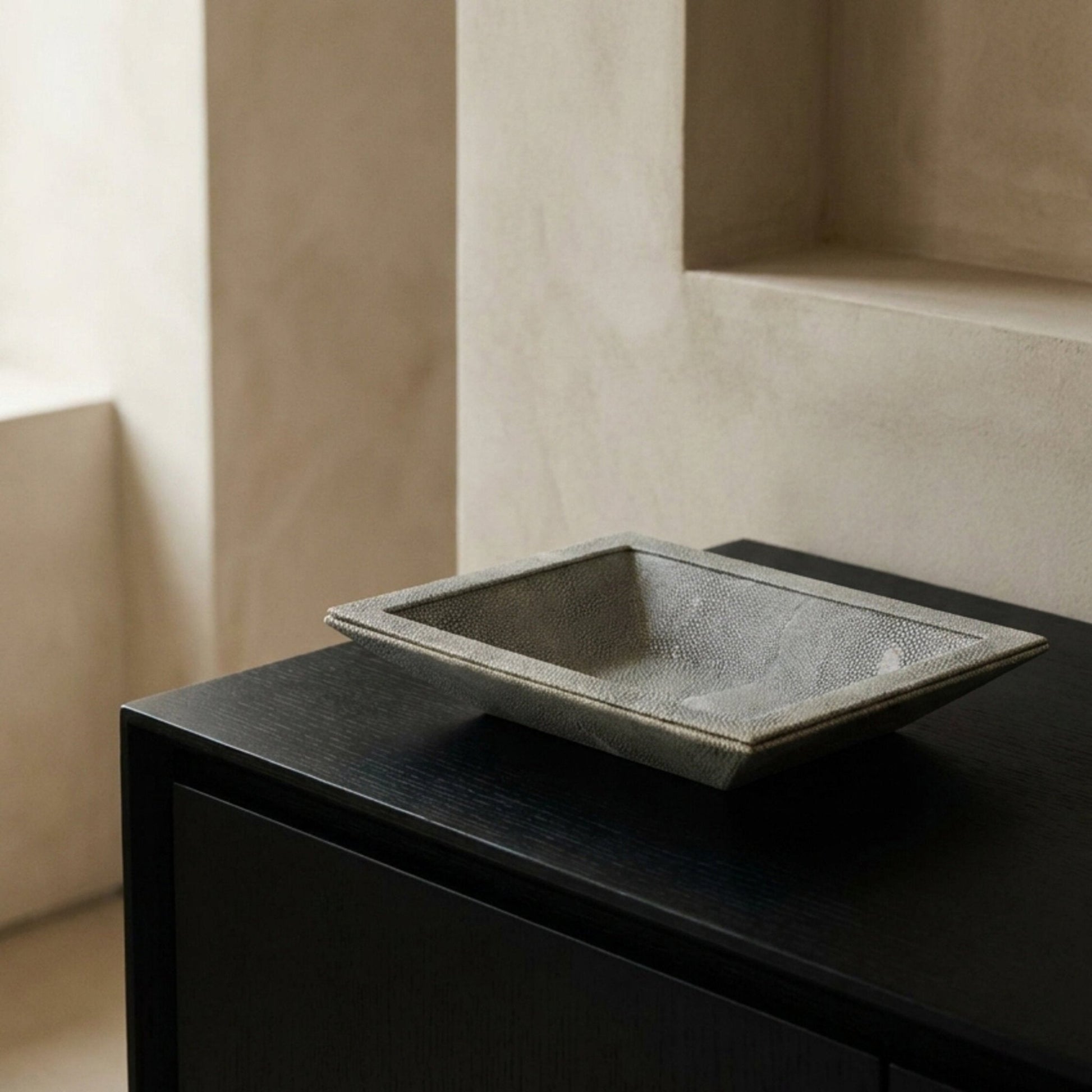 Cardona Grey Shagreen Effect Trinket Dish | Luxury Home Accessories | Heulog Glow