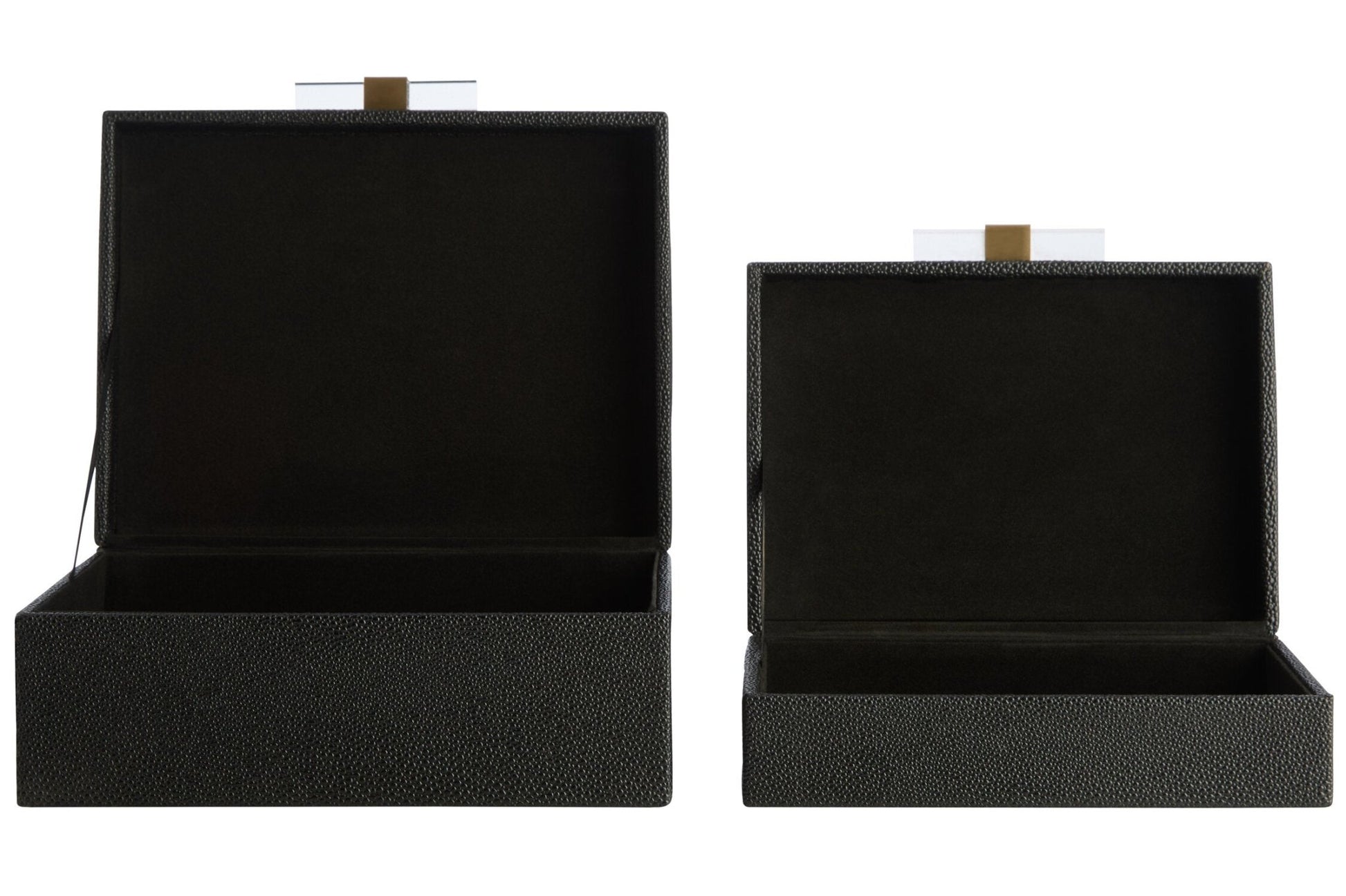 Cardona Set of Two Black Shagreen Effect Trinket Boxes | Luxury Home Accessories | Heulog Glow