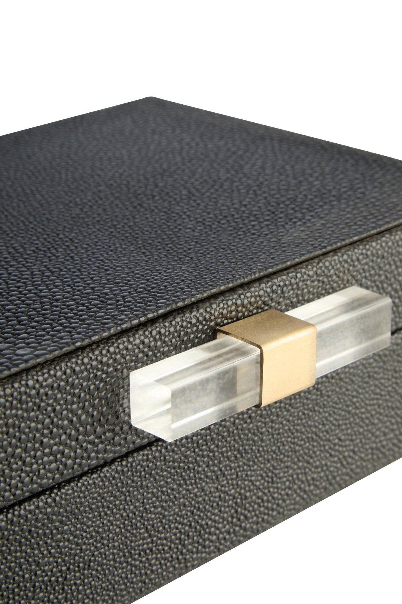 Cardona Set of Two Black Shagreen Effect Trinket Boxes | Luxury Home Accessories | Heulog Glow