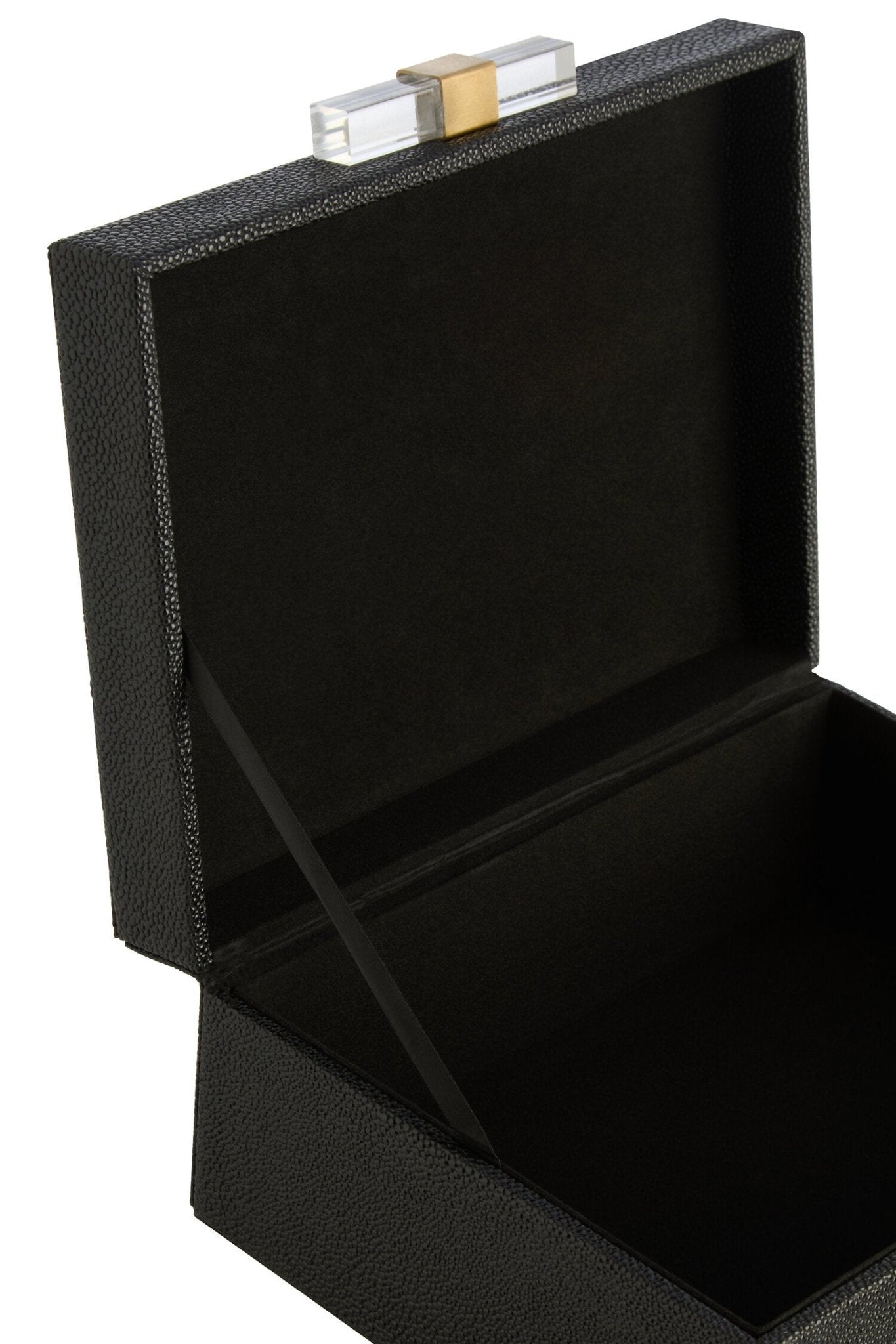 Cardona Set of Two Black Shagreen Effect Trinket Boxes | Luxury Home Accessories | Heulog Glow