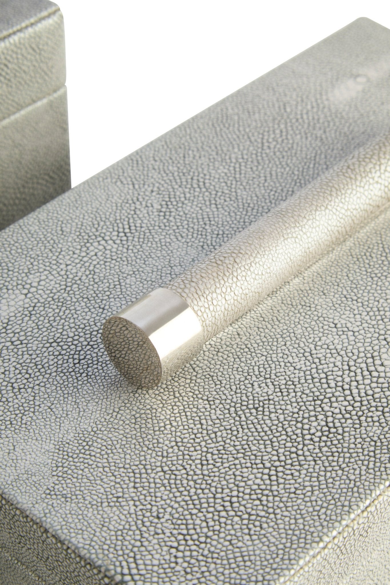 Cardona Set of Two Grey Shagreen Effect Trinket Boxes | Luxury Home Accessories | Heulog Glow