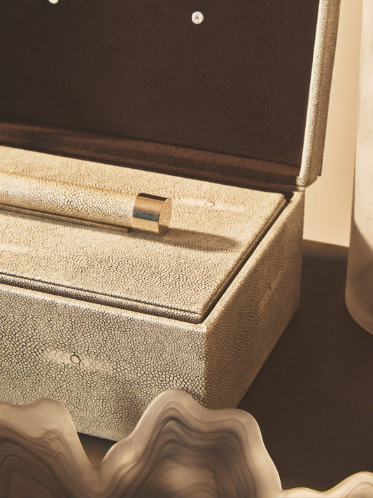 Cardona Set of Two Grey Shagreen Effect Trinket Boxes | Luxury Home Accessories | Heulog Glow
