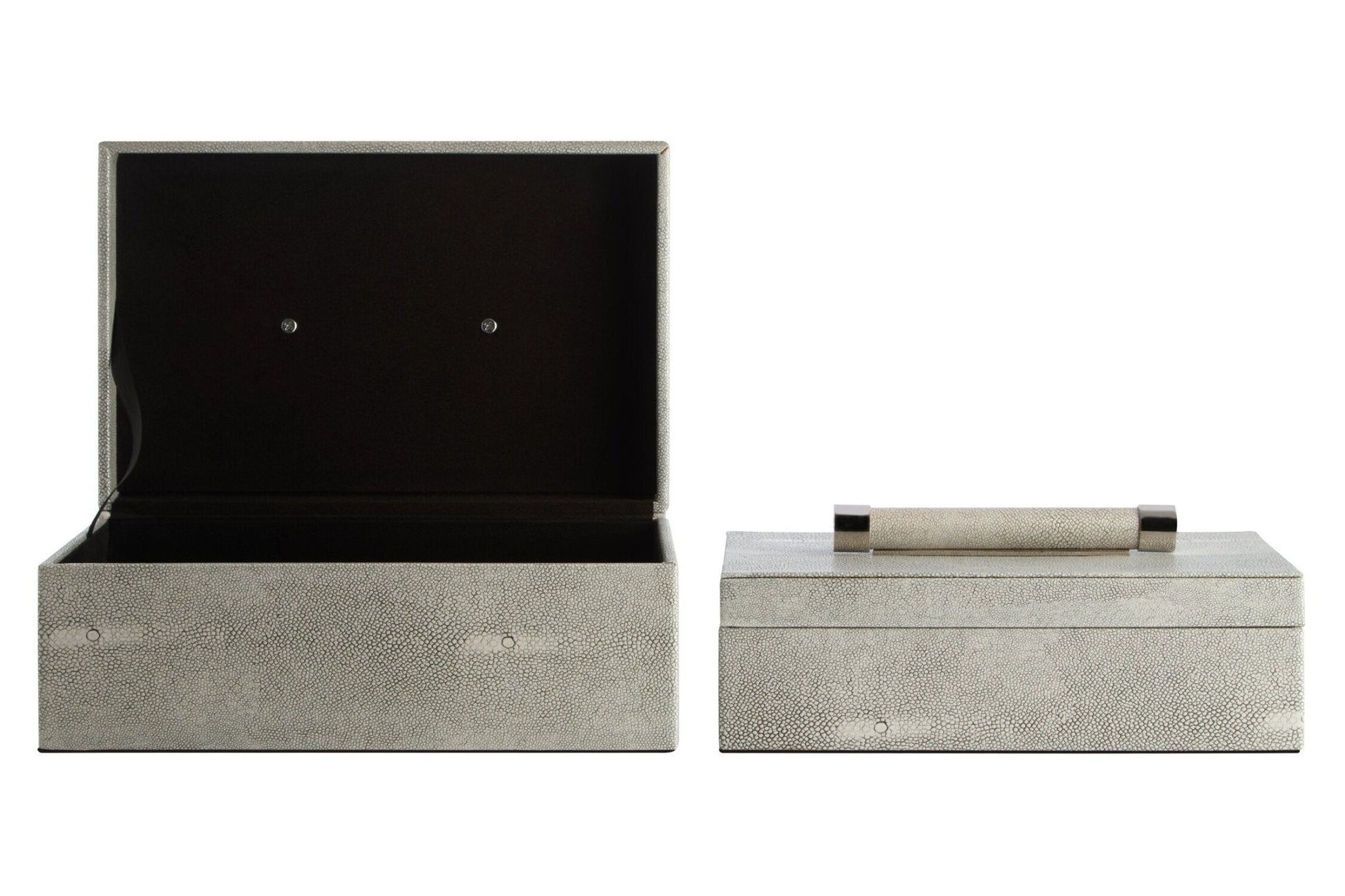 Cardona Set of Two Grey Shagreen Effect Trinket Boxes | Luxury Home Accessories | Heulog Glow