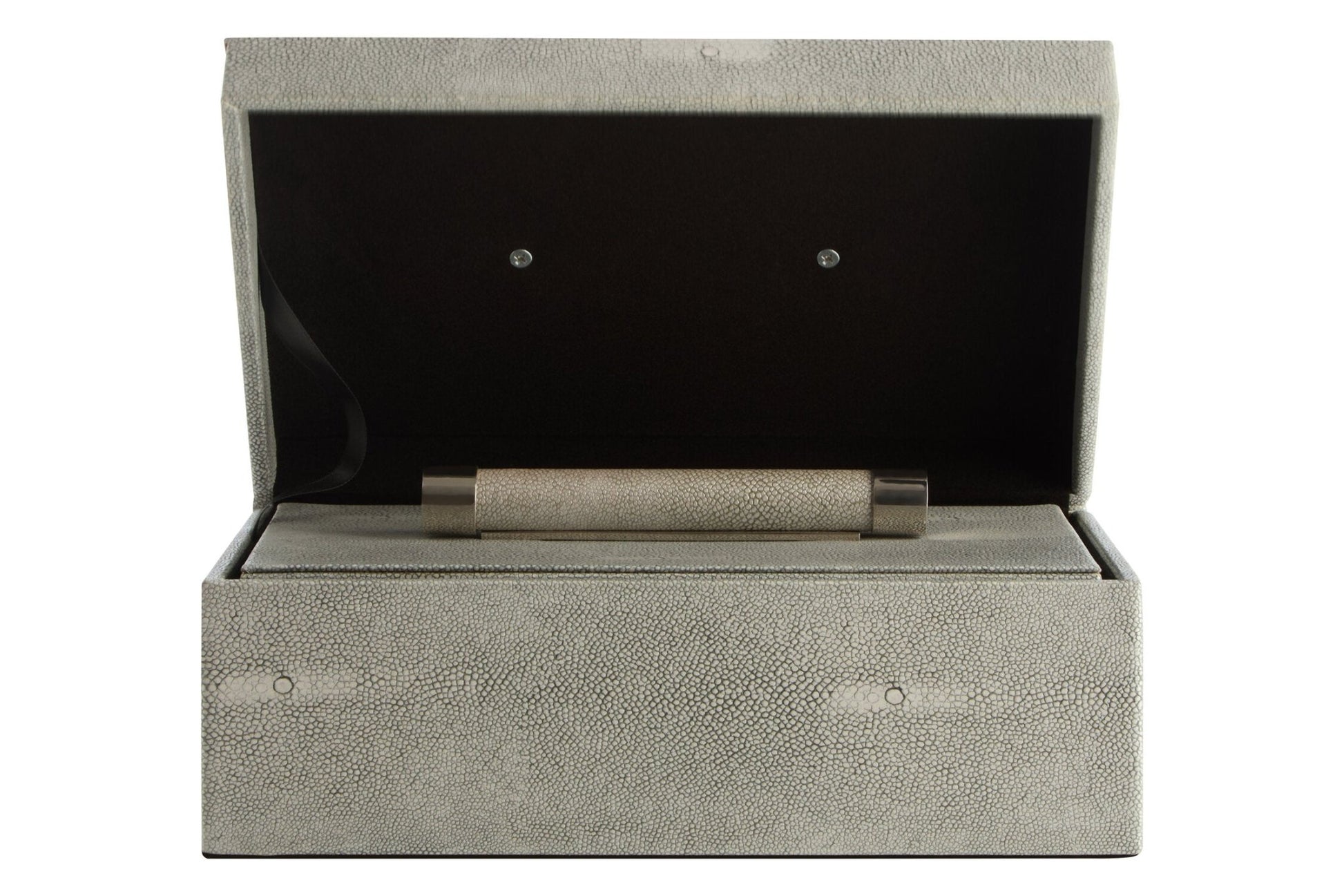 Cardona Set of Two Grey Shagreen Effect Trinket Boxes | Luxury Home Accessories | Heulog Glow