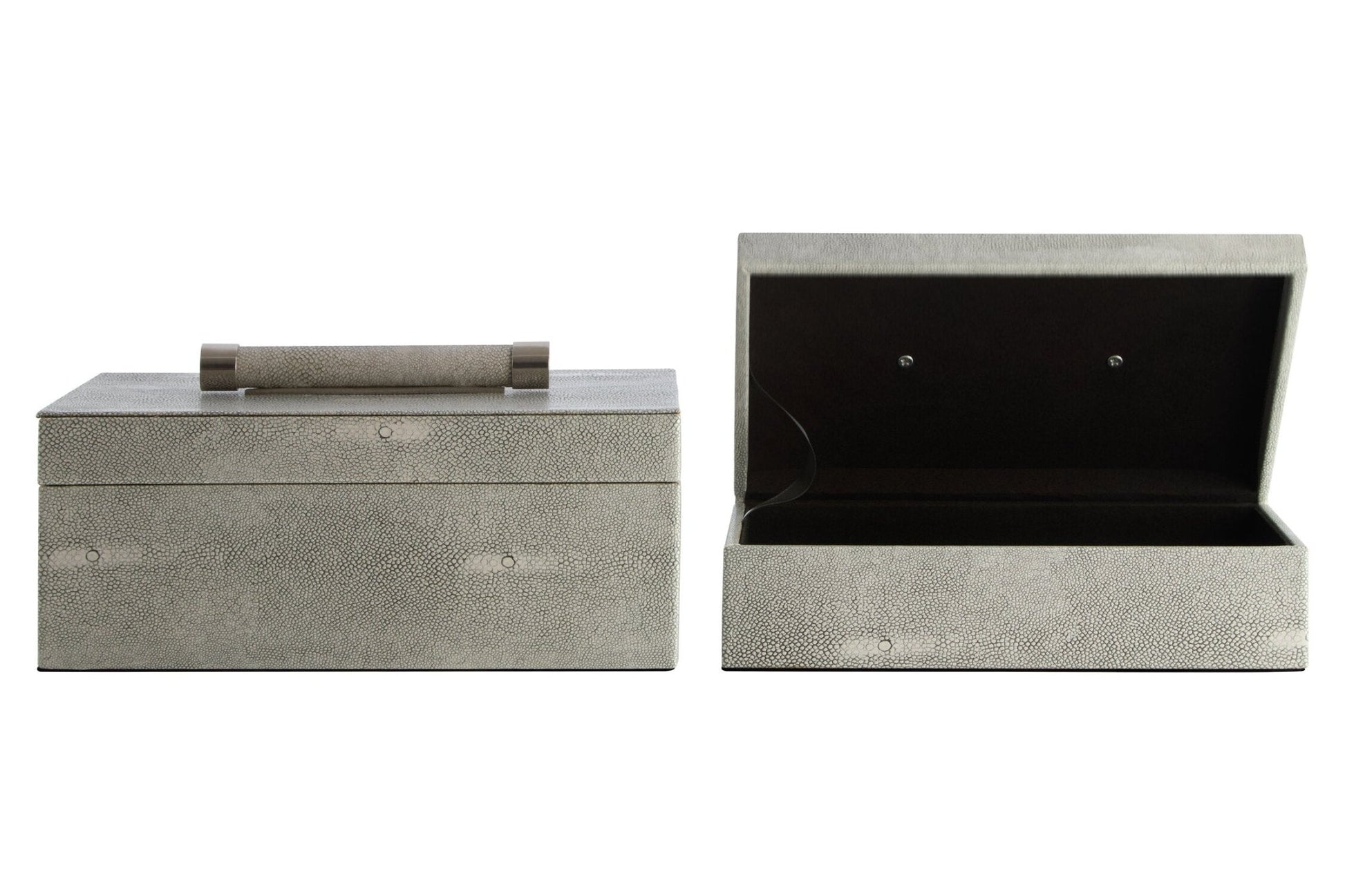 Cardona Set of Two Grey Shagreen Effect Trinket Boxes | Luxury Home Accessories | Heulog Glow
