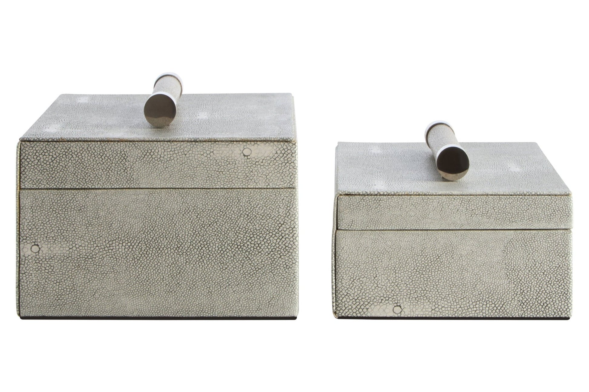 Cardona Set of Two Grey Shagreen Effect Trinket Boxes | Luxury Home Accessories | Heulog Glow