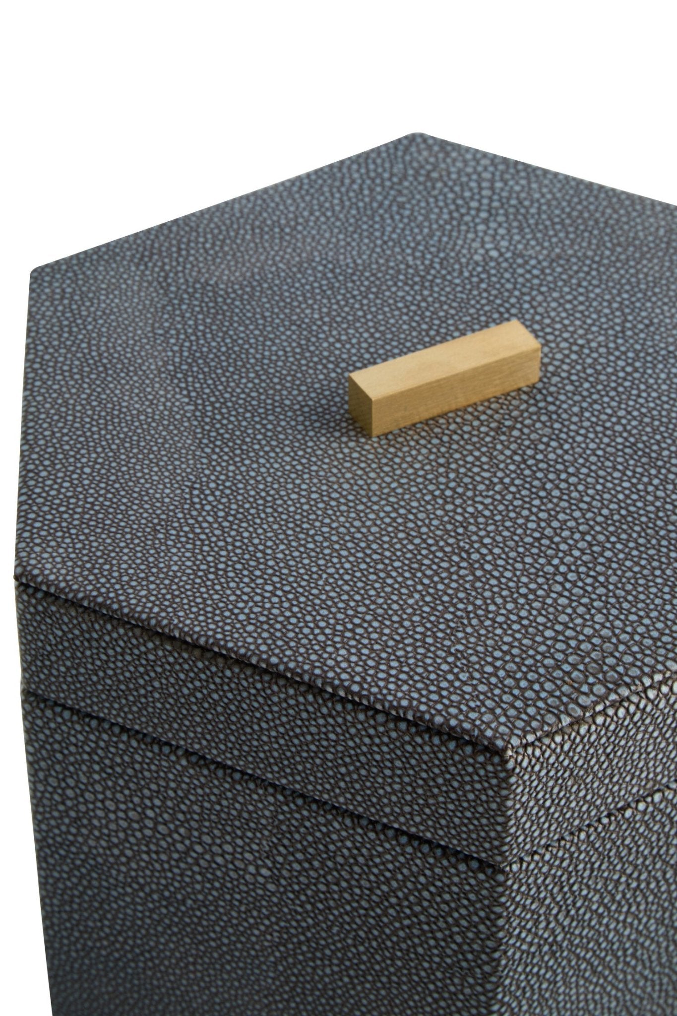 Cardona Set Of Two Hexagonal Blue Shagreen Effect Trinket Boxes | Luxury Home Accessories | Heulog Glow