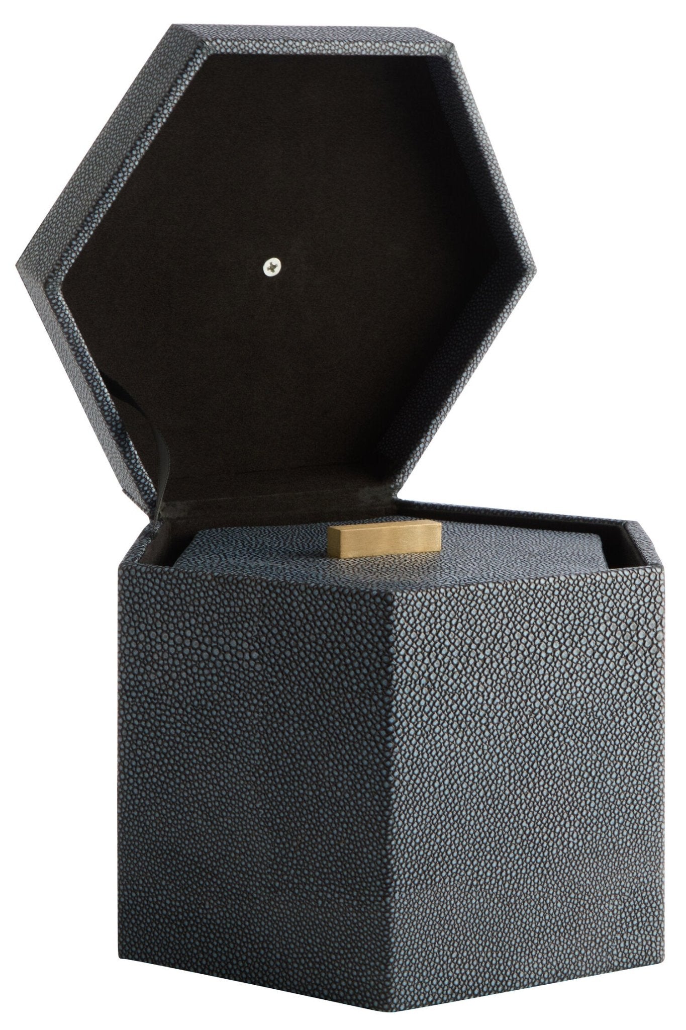 Cardona Set Of Two Hexagonal Blue Shagreen Effect Trinket Boxes | Luxury Home Accessories | Heulog Glow