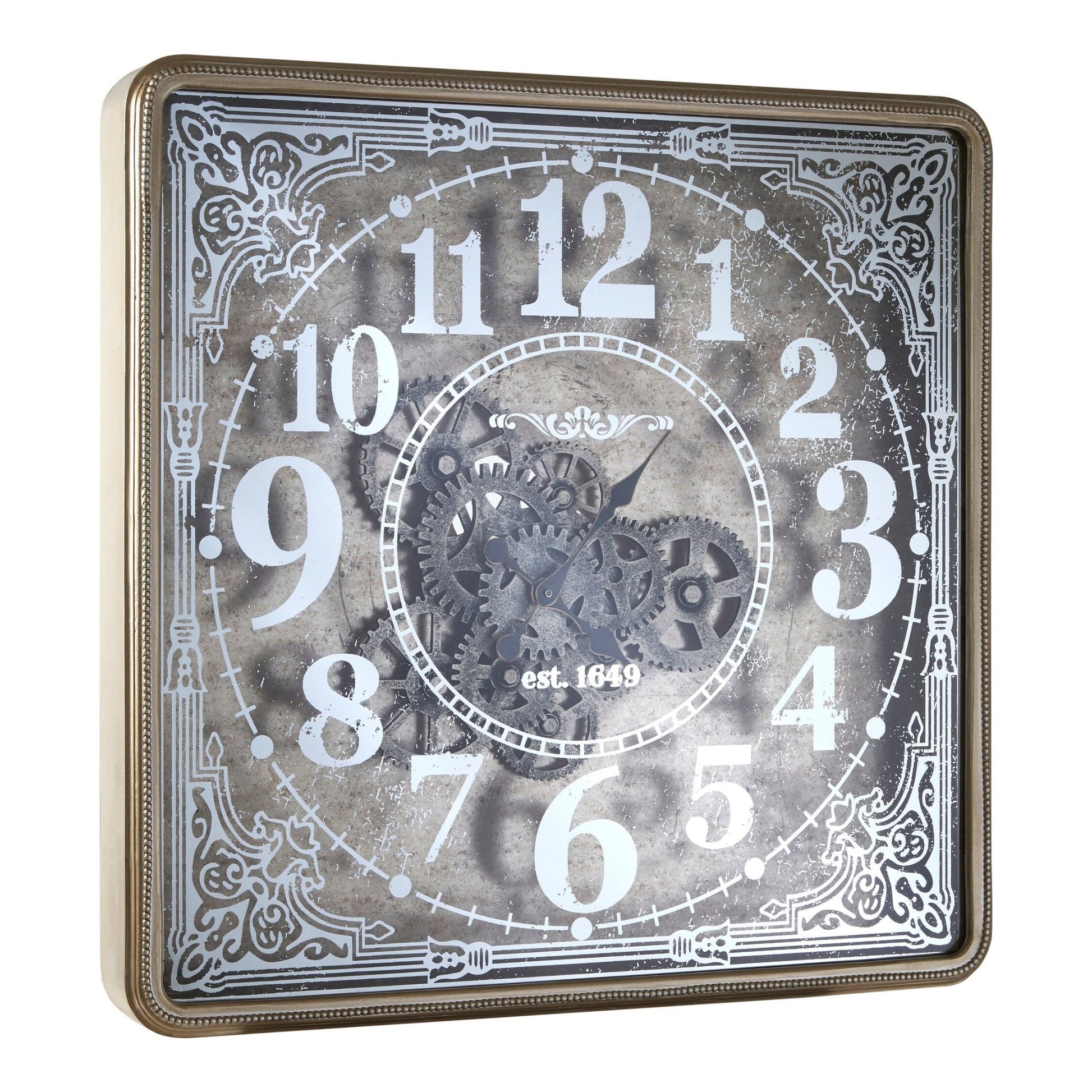 Carlin Antique Gold Square Wall Clock | Luxury Home Accessories | Heulog Glow