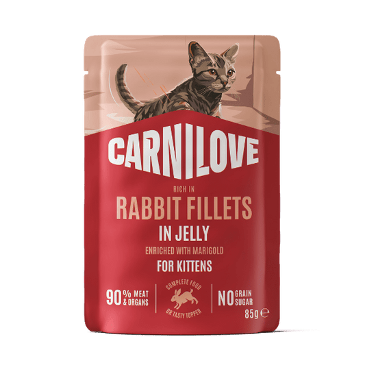 Carnilove Jelly Rabbit with Marigold Kitten Pouch 85g | Luxury Home Accessories | Heulog Glow