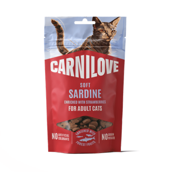 Carnilove Sardine with Strawberry Soft Cat Treats (12x50g) | Luxury Home Accessories | Heulog Glow