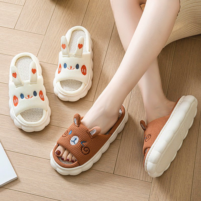 Cartoon Open Toe Couple Hemp Slippers | Luxury Home Accessories | Heulog Glow