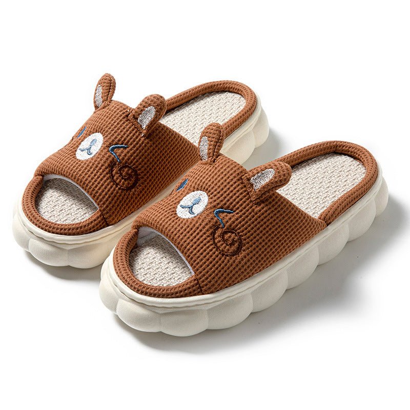 Cartoon Open Toe Couple Hemp Slippers | Luxury Home Accessories | Heulog Glow