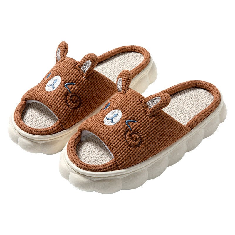 Cartoon Open Toe Couple Hemp Slippers | Luxury Home Accessories | Heulog Glow