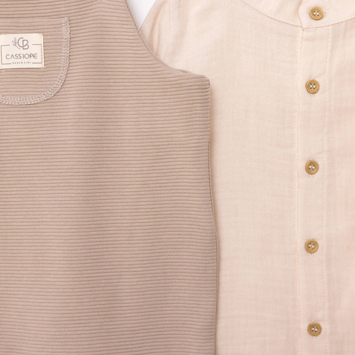 Cassiope Newborn Dungarees Set - Beige | Luxury Home Accessories | Heulog Glow