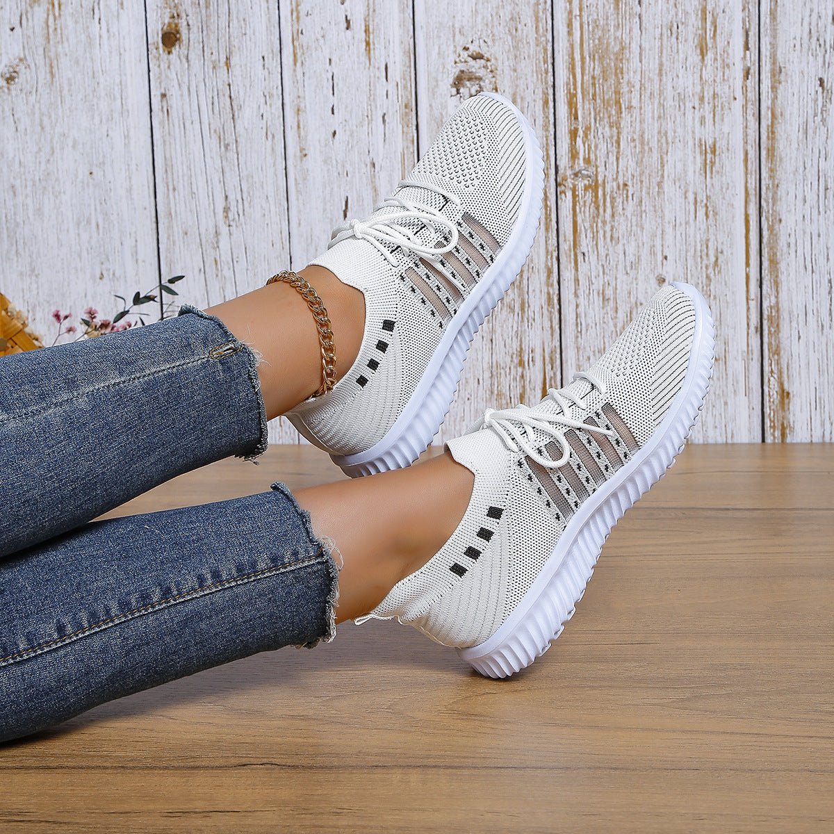Casual Lace-up Mesh Sneakers Breathable Flying Woven Round Toe Walking Running Sports Shoes | Luxury Home Accessories | Heulog Glow