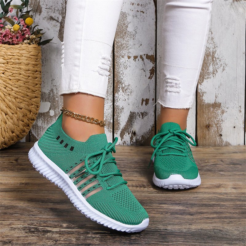 Casual Lace-up Mesh Sneakers Breathable Flying Woven Round Toe Walking Running Sports Shoes | Luxury Home Accessories | Heulog Glow