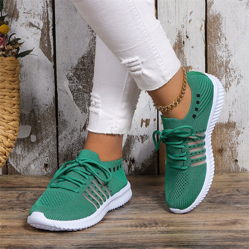 Casual Lace-up Mesh Sneakers Breathable Flying Woven Round Toe Walking Running Sports Shoes | Luxury Home Accessories | Heulog Glow