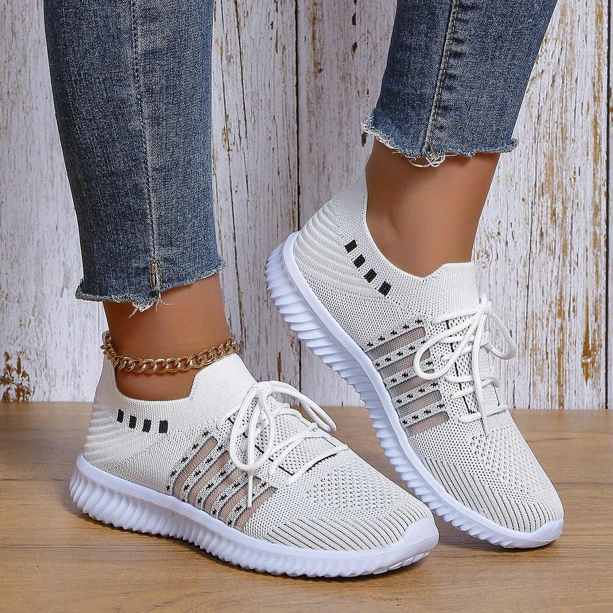 Casual Lace-up Mesh Sneakers Breathable Flying Woven Round Toe Walking Running Sports Shoes | Luxury Home Accessories | Heulog Glow