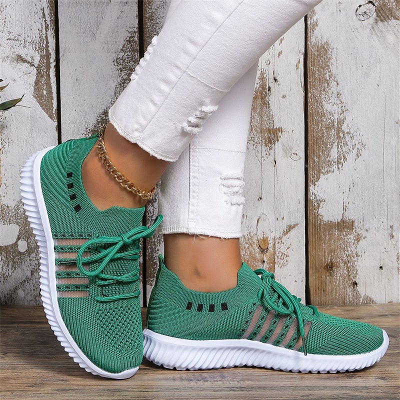 Casual Lace-up Mesh Sneakers Breathable Flying Woven Round Toe Walking Running Sports Shoes | Luxury Home Accessories | Heulog Glow
