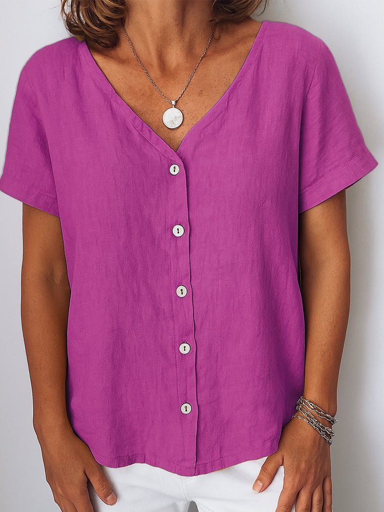 Casual Short-Sleeve V-Neck Cardigan Multi-Color Womens Shirt | Luxury Home Accessories | Heulog Glow