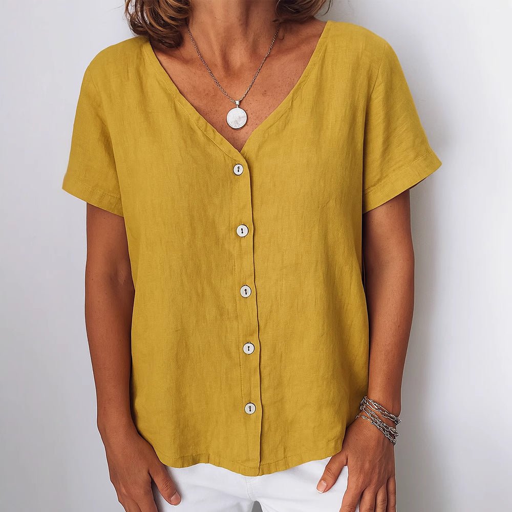Casual Short-Sleeve V-Neck Cardigan Multi-Color Womens Shirt | Luxury Home Accessories | Heulog Glow