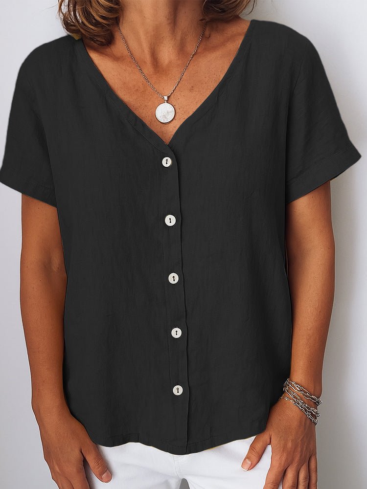 Casual Short-Sleeve V-Neck Cardigan Multi-Color Womens Shirt | Luxury Home Accessories | Heulog Glow
