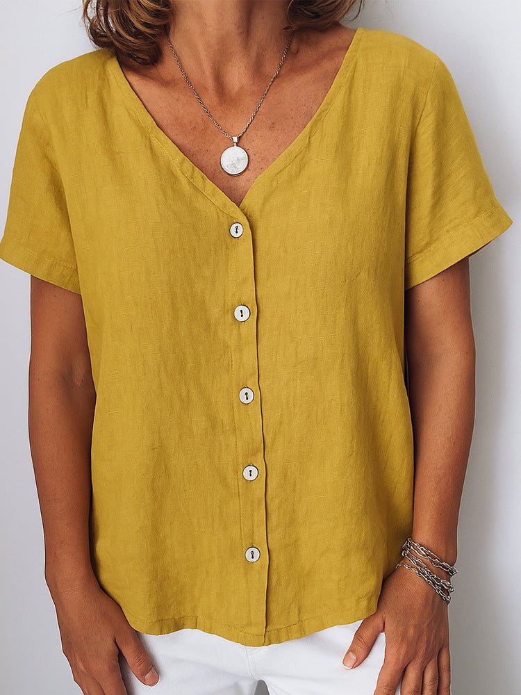Casual Short-Sleeve V-Neck Cardigan Multi-Color Womens Shirt | Luxury Home Accessories | Heulog Glow