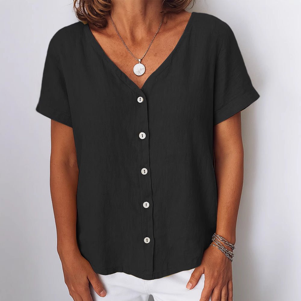 Casual Short-Sleeve V-Neck Cardigan Multi-Color Womens Shirt | Luxury Home Accessories | Heulog Glow