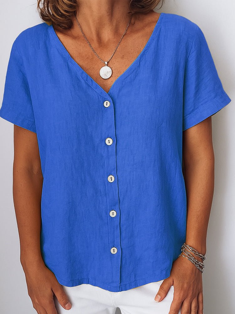 Casual Short-Sleeve V-Neck Cardigan Multi-Color Womens Shirt | Luxury Home Accessories | Heulog Glow