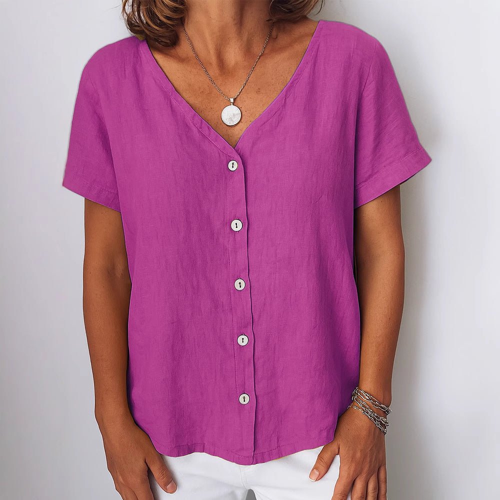 Casual Short-Sleeve V-Neck Cardigan Multi-Color Womens Shirt | Luxury Home Accessories | Heulog Glow