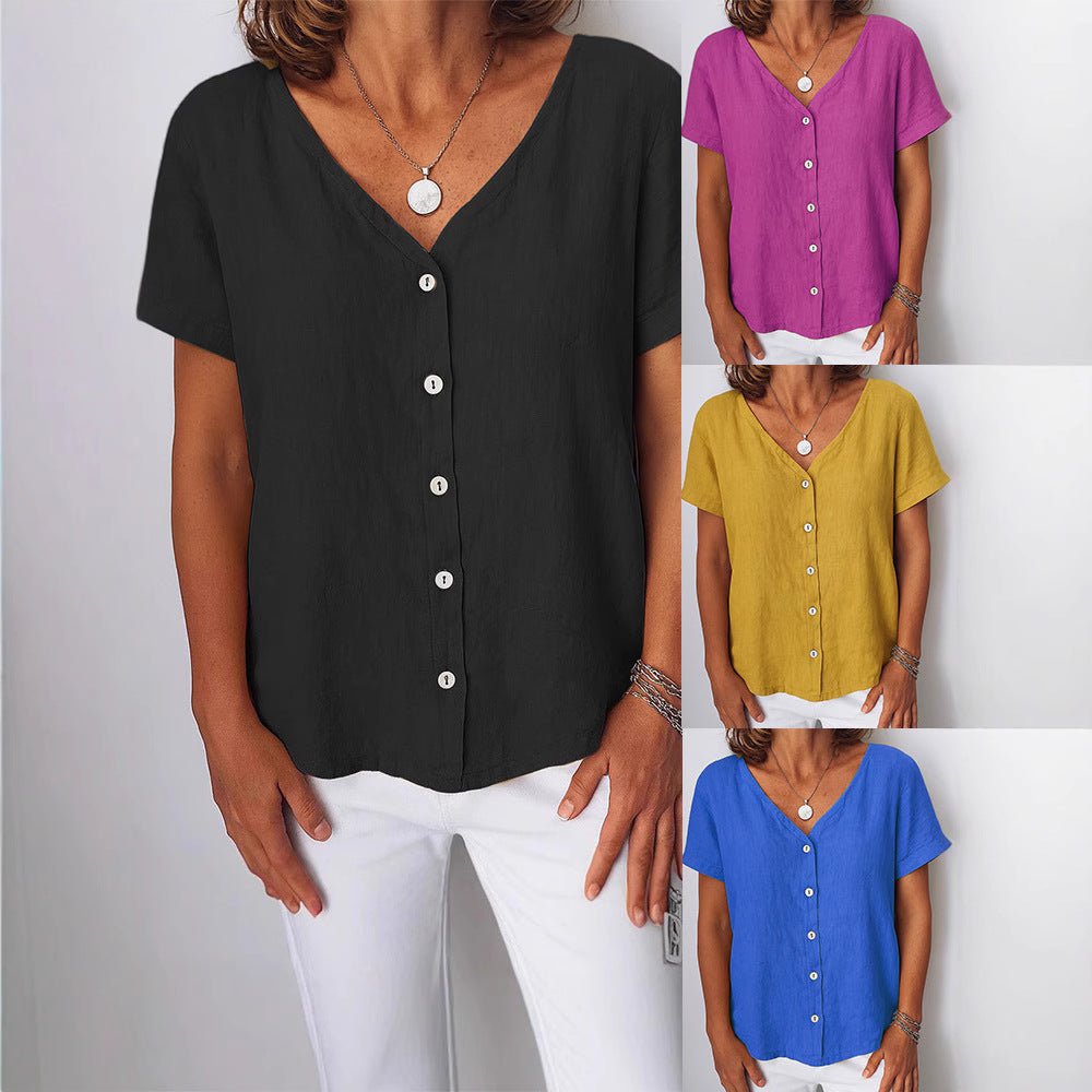 Casual Short-Sleeve V-Neck Cardigan Multi-Color Womens Shirt | Luxury Home Accessories | Heulog Glow