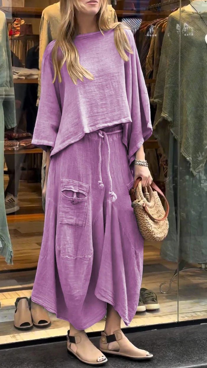 Casual Solid Color Loose Dress Two-piece Suit | Luxury Home Accessories | Heulog Glow