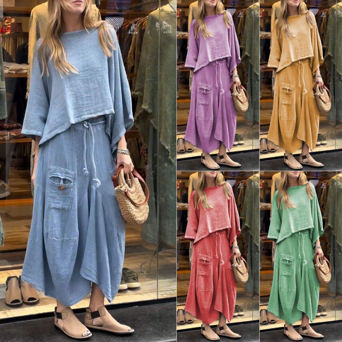 Casual Solid Color Loose Dress Two-piece Suit | Luxury Home Accessories | Heulog Glow