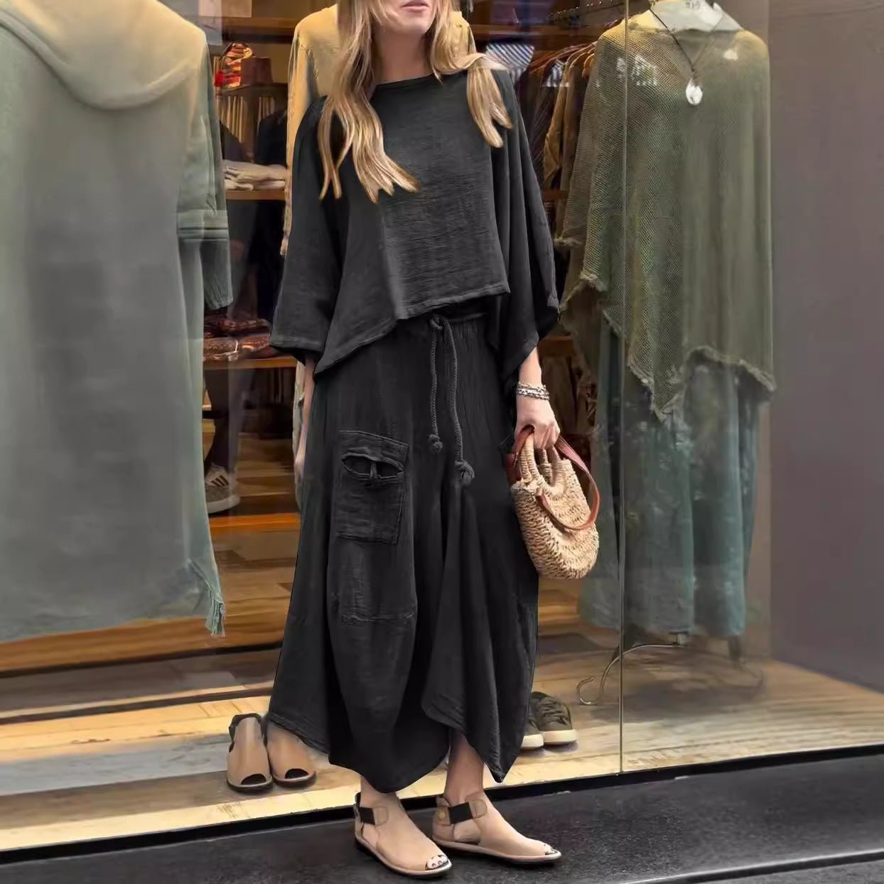 Casual Solid Color Loose Dress Two-piece Suit | Luxury Home Accessories | Heulog Glow